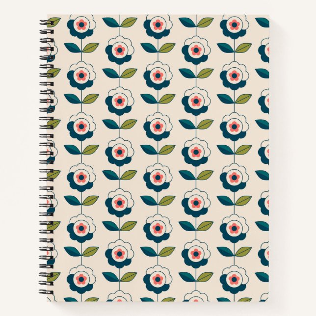 Retro Fun Garden Blume Muster Notizbuch (Vorderseite)