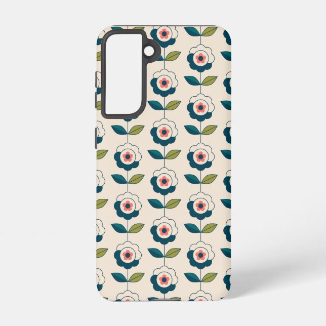 Retro Fun Garden Blume Muster Samsung Galaxy Hülle (Rückseite)