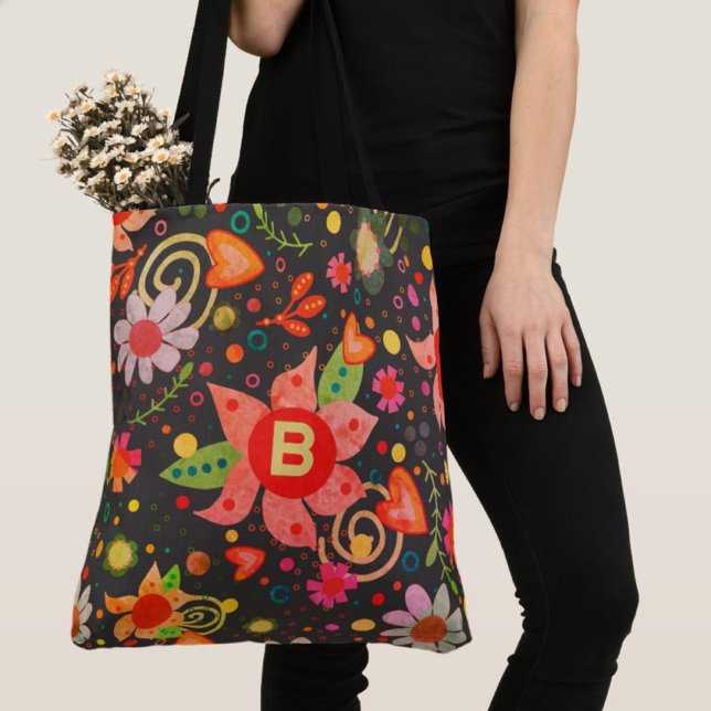 Retro Fun Initial Floral Boho Inspirivity Tasche (Von Creator hochgeladen)