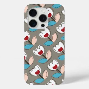 Retro Fun White Blue Red Tulips Blume Muster title_seo2