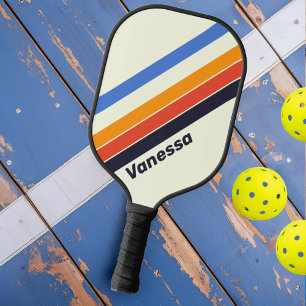 Retro Fünf Streifen mit Namen Pickleball Schläger