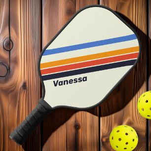 Retro Fünf Streifen mit Namen Pickleball Schläger