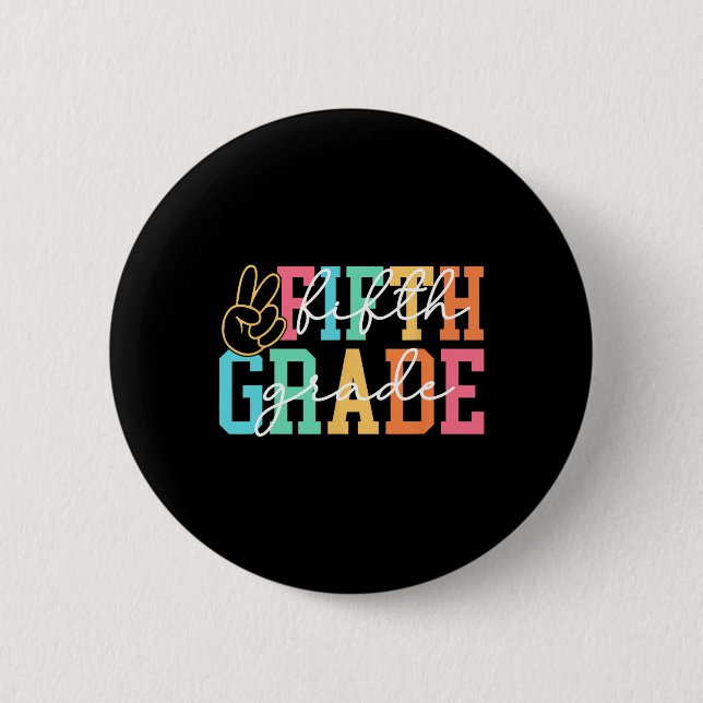 Retro-Fünfte-Klasse-Preppy-Back-to-School-Lehrer-G Button (Vorderseite)