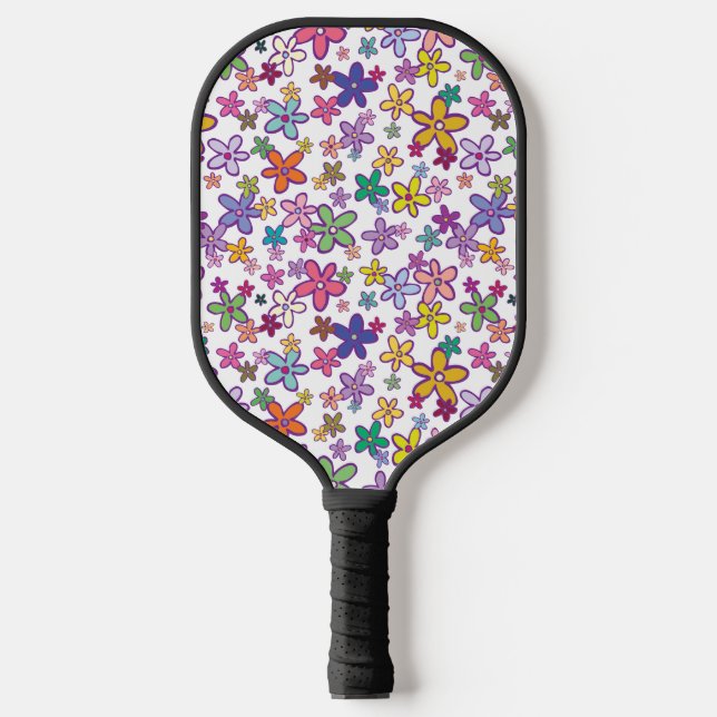 Retro Funky 70er Blume Power Hippie Pickleball Schläger (Vorderseite)