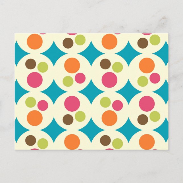 Retro Funky 70er Polka Dot Pattern Postkarte (Vorderseite)