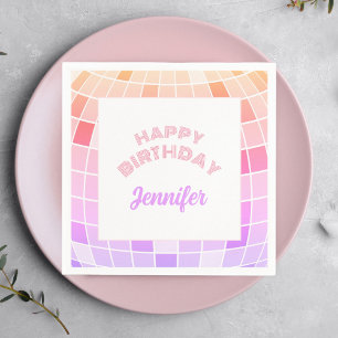 Retro Funky 90s Pink Disco Ball Geburtstagsparty Serviette