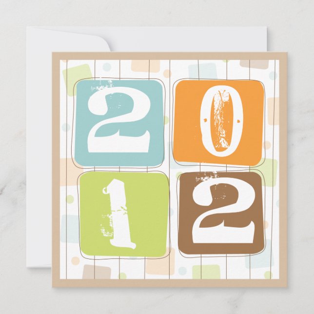 Retro Funky Block-Silvester-Party Einladung (Vorderseite)