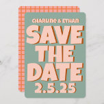 Retro Funky Blue Pink Save the Date QR-Code<br><div class="desc">Retro Funky Blue Pink Save the Date QR-Code</div>