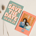 Retro Funky Blue Pink Save the Date QR-Code<br><div class="desc">Retro Funky Blue Pink Save the Date QR-Code</div>
