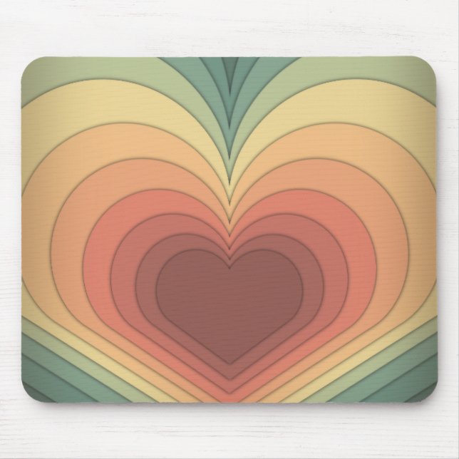Retro Funky Colorful Heart Mousepad (Vorne)