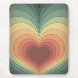 Retro Funky Colorful Heart Mousepad