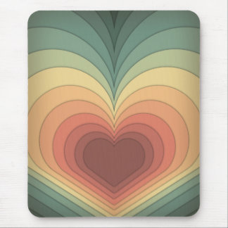 Retro Funky Colorful Heart Mousepad
