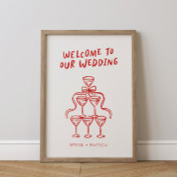 Retro Funky Fun Illustriert Wedding Begrüßungszeic