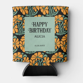 Retro Funky Groovy Daisy Birthday Can Cooler Dosenkühler