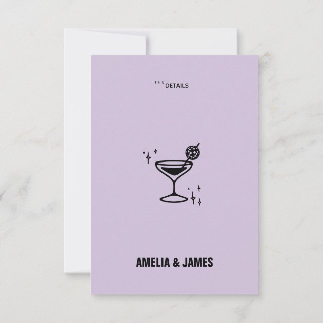 Retro Funky Modern Wedding Enclosure card RSVP Karte (Rückseite)