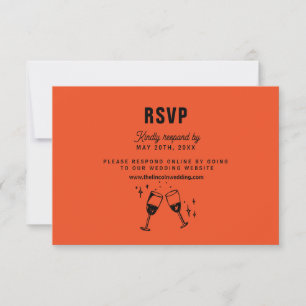 Retro Funky Modern Wedding RSVP Karte