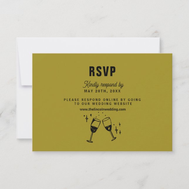 Retro Funky Modern Wedding RSVP Karte (Vorderseite)