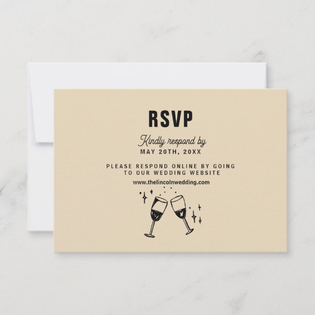 Retro Funky Modern Wedding RSVP Karte (Vorderseite)