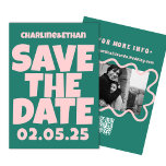 Retro Funky Pink Green Save the Date QR-Code<br><div class="desc">Retro Funky Pink GREEN Save the Date</div>