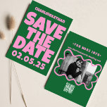 Retro Funky Pink Green Save the Date QR-Code<br><div class="desc">Retro Funky Pink GREEN Save the Date</div>