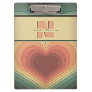 Retro Funky Romantic Monogram Heft Clipboard Klemmbrett