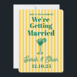 Retro Funky Striped Green Yellow Wedding Einladung<br><div class="desc">Retro Funky Striped Green Yellow Wedding</div>