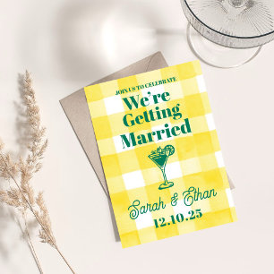 Retro Funky Striped Green Yellow Wedding Einladung