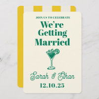 Retro Funky Striped Green Yellow Wedding