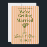 Retro Funky Striped Pink Orange Wedding Einladung<br><div class="desc">Retro Funky Striped Pink Orange Wedding</div>