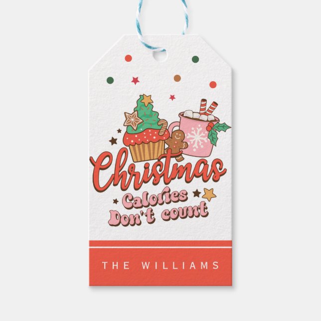 Retro Funny Christmas Calories zählen nicht Gesche Geschenkanhänger (Vorderseite)