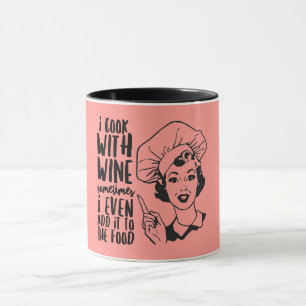 Retro Funny Cooking mit Wine Tasse