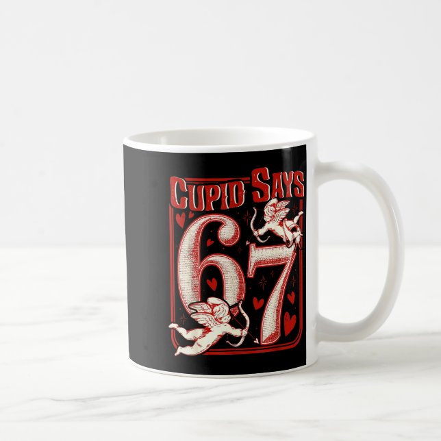 Retro Funny Cud Says 6 7 Six Seven Couples Valenti Kaffeetasse (Rechts)