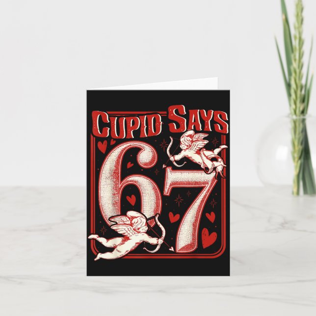 Retro Funny Cud Says 6 7 Six Seven Couples Valenti Karte (Vorderseite)