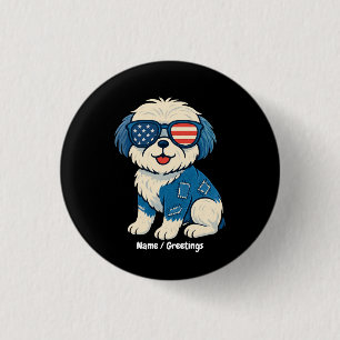 Retro Funny Denim Patch Niedliches Pet Dog Design Button