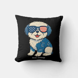 Retro Funny Denim Patch Niedliches Pet Dog Design Kissen