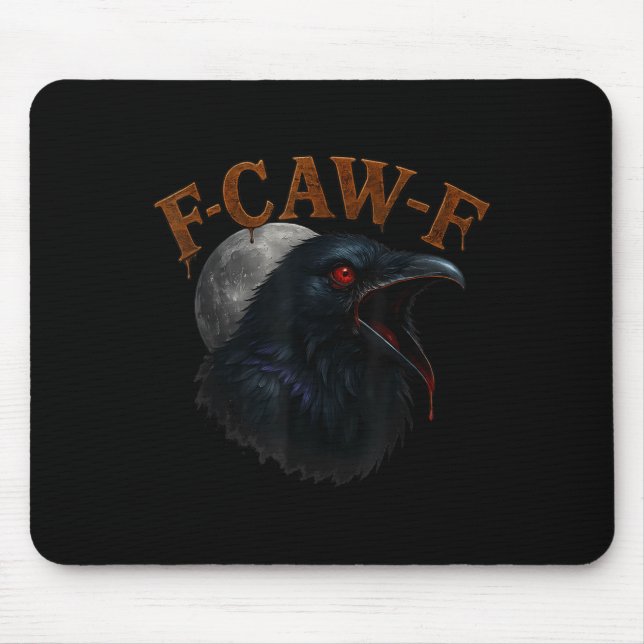 Retro Funny F Caw F Crow and Bird Moon Mousepad (Vorne)