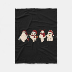Retro Funny Ghost Santa Sat Niedliche Weihnachtsge Fleecedecke