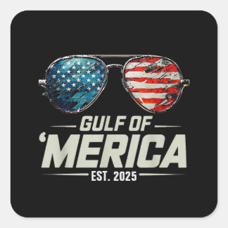 Retro Funny Gulf of USA America 2025 Sonnenbrille Quadratischer Aufkleber
