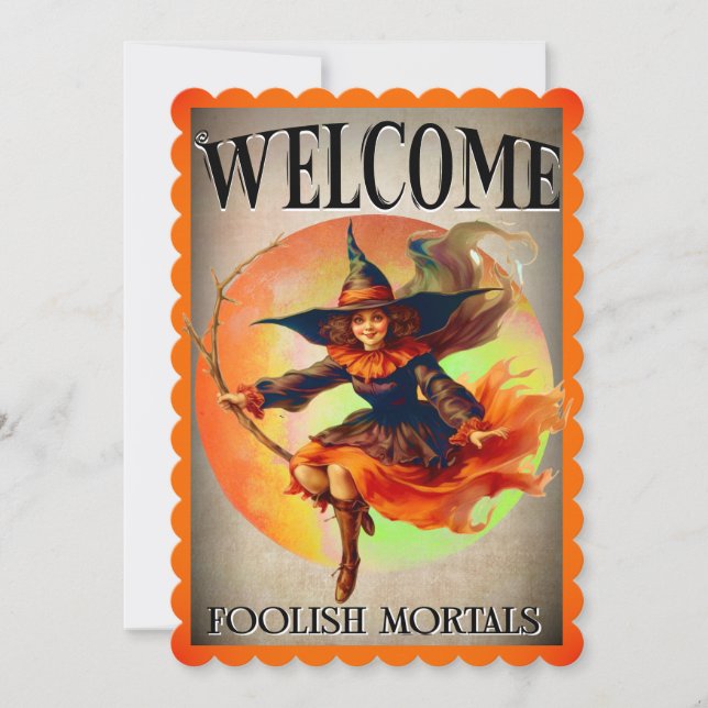 Retro Funny Halloween Cards Mitteilungskarte (Vorderseite)