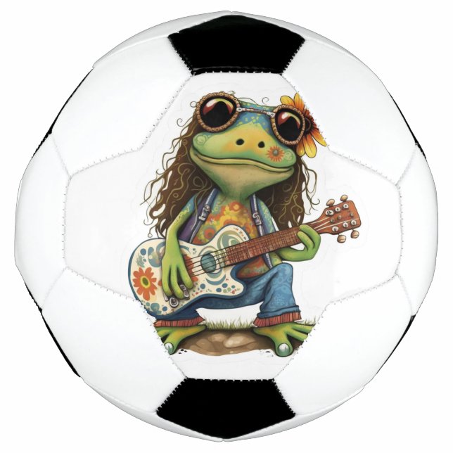 Retro Funny Hippie Frog Weber Glass Piano Fußball (Vorderseite)