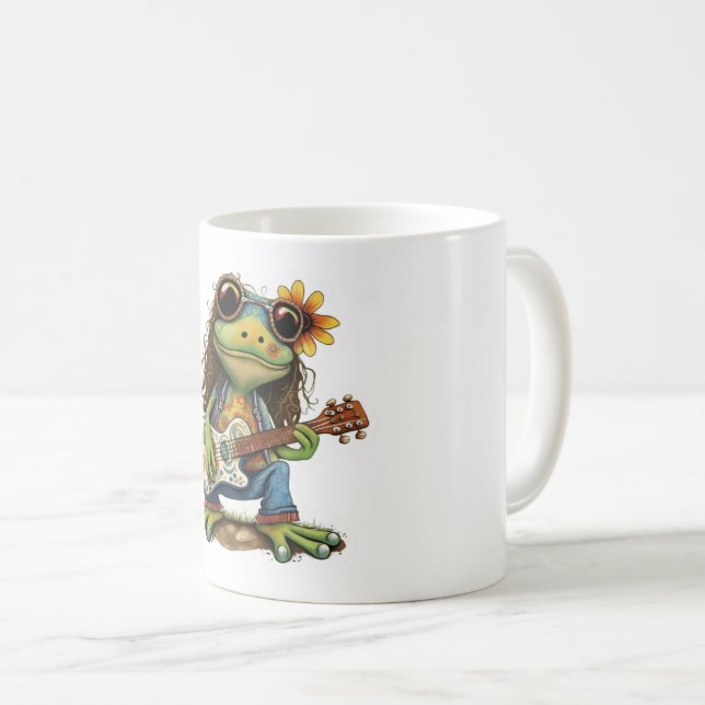 Retro Funny Hippie Frog Weber Glass Piano Kaffeetasse (VorderseiteRechts)