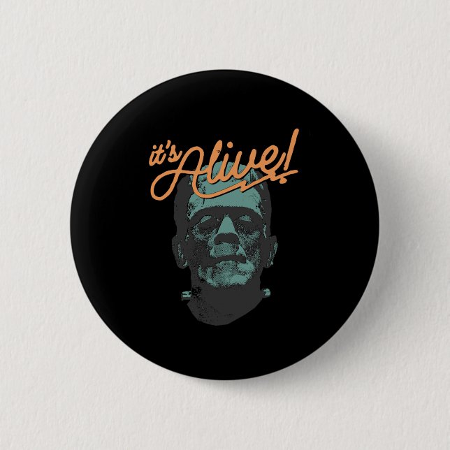 Retro Funny It's Alive Frankenstein Monster Spooky Button (Vorderseite)