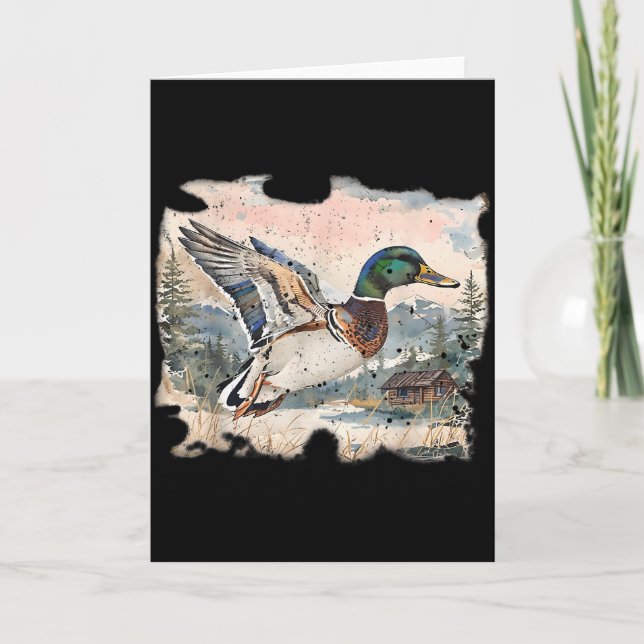 Retro Funny Mallard Duck Waterfowl Hunting Cozy Se Karte (Vorderseite)