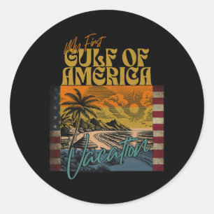 Retro Funny mein erster Golf von Amerika Urlaub Runder Aufkleber