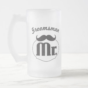 Retro Funny Mr Mustache Groom Mattglas Bierglas