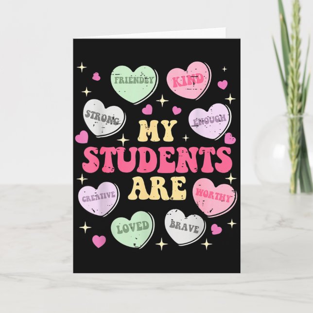 Retro Funny My Students Are Valentine Teacher Hear Karte (Vorderseite)