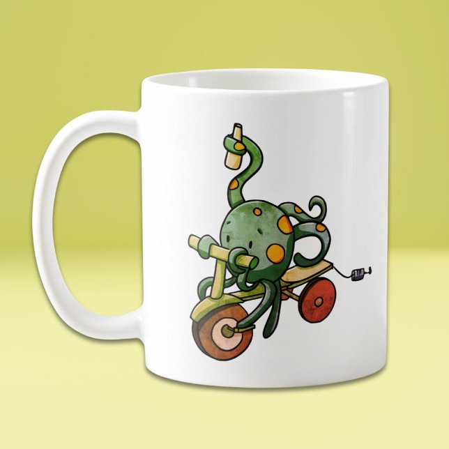 Retro Funny Octopus Drinks Kaffeetasse (Von Creator hochgeladen)