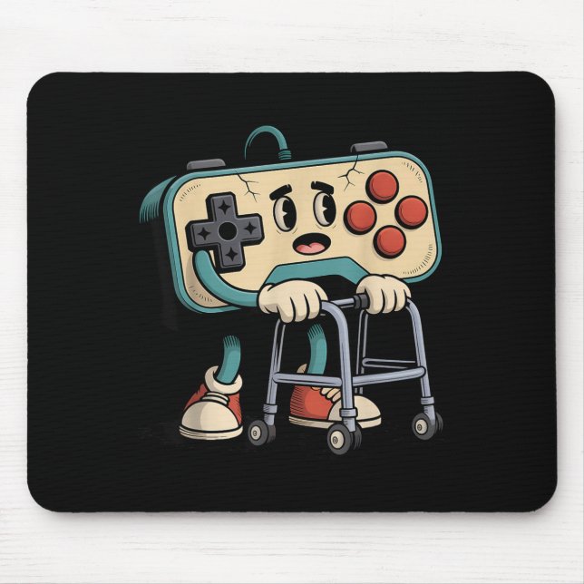 Retro Funny Old Gamer 80s 90s Clic Video Game Humo Mousepad (Vorne)