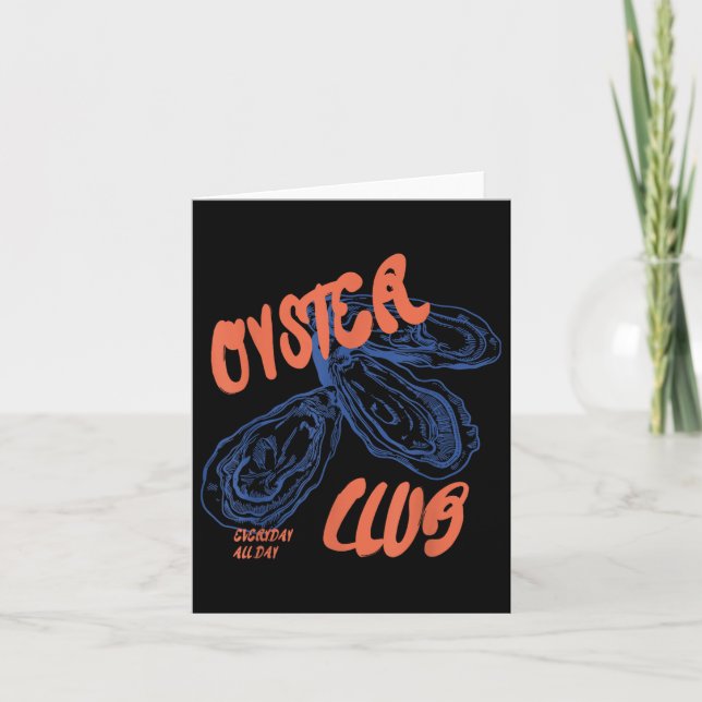 Retro Funny Oyster Club Fisch und Meeresfrüchte Li Karte (Vorderseite)