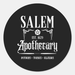 Retro Funny Salem Hexe Machusetts Apothecary Hall Runder Aufkleber